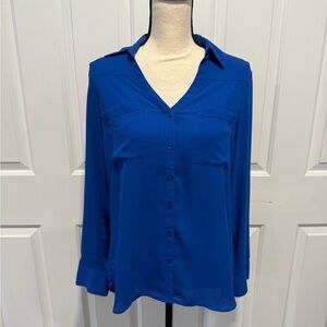 Express Women’s Portofino Royal Blue Button-Down Shirt